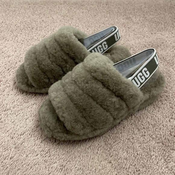 UGG Fluff Yeah Slide In Burnt Olive Size 5 - Picture 2 of 12